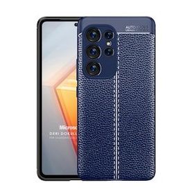 Microsonic Samsung Galaxy S23 Ultra Deri Dokulu Silikon Lacivert Kılıf