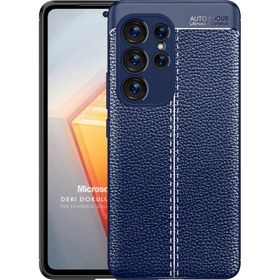 Microsonic Samsung Galaxy S23 Ultra Deri Dokulu Silikon Lacivert Kılıf