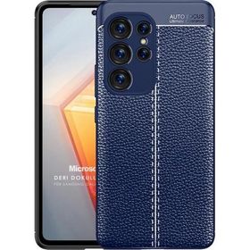 Microsonic Samsung Galaxy S23 Ultra Deri Dokulu Silikon Lacivert Kılıf
