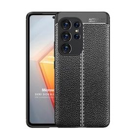 Microsonic Samsung Galaxy S23 Ultra Deri Dokulu Silikon Siyah Kılıf
