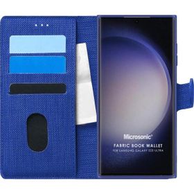 Microsonic Samsung Galaxy S23 Ultra Fabric Book Wallet Lacivert Cep Telefonu Kılıfı
