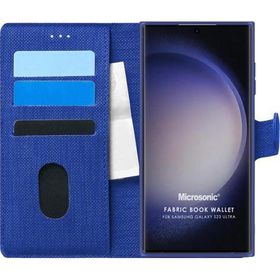 Microsonic Samsung Galaxy S23 Ultra Fabric Book Wallet Lacivert Cep Telefonu Kılıfı