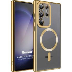 Microsonic Samsung Galaxy S23 Ultra MagSafe Luxury Electroplate Gold Cep Telefonu Kılıfı
