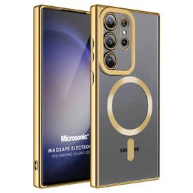 Microsonic Samsung Galaxy S23 Ultra MagSafe Luxury Electroplate Gold Cep Telefonu Kılıfı