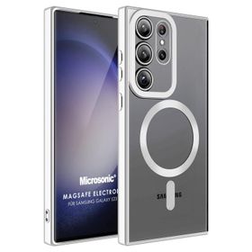 Microsonic Samsung Galaxy S23 Ultra MagSafe Luxury Electroplate Gümüş Cep Telefonu Kılıfı