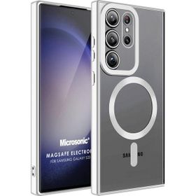 Microsonic Samsung Galaxy S23 Ultra MagSafe Luxury Electroplate Gümüş Cep Telefonu Kılıfı