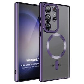 Microsonic Samsung Galaxy S23 Ultra MagSafe Luxury Electroplate Mor Cep Telefonu Kılıfı