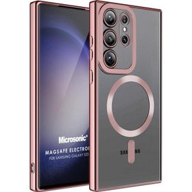 Microsonic Samsung Galaxy S23 Ultra MagSafe Luxury Electroplate Rose Gold Cep Telefonu Kılıfı
