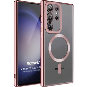 Microsonic Samsung Galaxy S23 Ultra MagSafe Luxury Electroplate Rose Gold Cep Telefonu Kılıfı