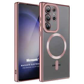 Microsonic Samsung Galaxy S23 Ultra MagSafe Luxury Electroplate Rose Gold Cep Telefonu Kılıfı