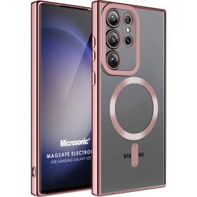 Microsonic Samsung Galaxy S23 Ultra MagSafe Luxury Electroplate Rose Gold Cep Telefonu Kılıfı