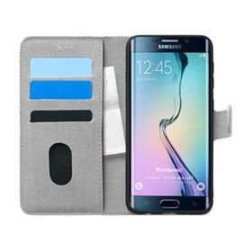 Microsonic Samsung Galaxy S6 Edge Fabric Book Wallet Gri Cep Telefonu Kılıfı