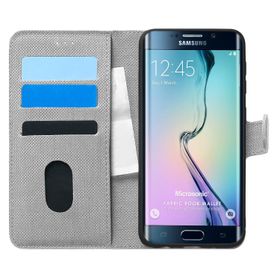 Microsonic Samsung Galaxy S6 Edge Fabric Book Wallet Gri Cep Telefonu Kılıfı