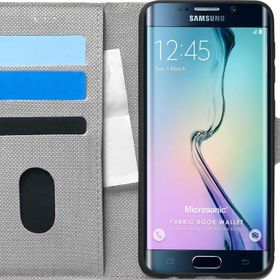 Microsonic Samsung Galaxy S6 Edge Fabric Book Wallet Gri Cep Telefonu Kılıfı