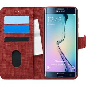 Microsonic Samsung Galaxy S6 Edge Fabric Book Wallet Kırmızı Cep Telefonu Kılıfı