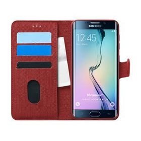 Microsonic Samsung Galaxy S6 Edge Fabric Book Wallet Kırmızı Cep Telefonu Kılıfı