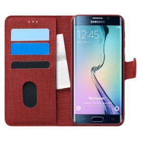 Microsonic Samsung Galaxy S6 Edge Fabric Book Wallet Kırmızı Cep Telefonu Kılıfı