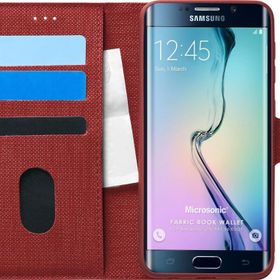 Microsonic Samsung Galaxy S6 Edge Fabric Book Wallet Kırmızı Cep Telefonu Kılıfı