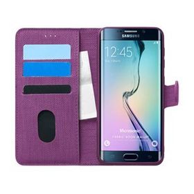 Microsonic Samsung Galaxy S6 Edge Fabric Book Wallet Mor Kılıf