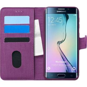 Microsonic Samsung Galaxy S6 Edge Fabric Book Wallet Mor Kılıf