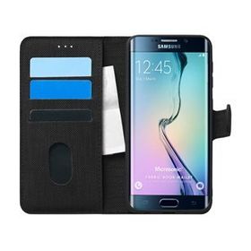 Microsonic Samsung Galaxy S6 Edge Fabric Book Wallet Siyah Cep Telefonu Kılıfı