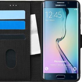 Microsonic Samsung Galaxy S6 Edge Fabric Book Wallet Siyah Cep Telefonu Kılıfı