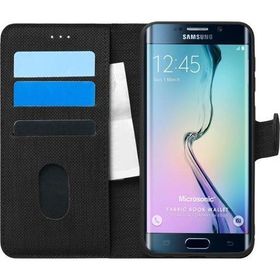 Microsonic Samsung Galaxy S6 Edge Fabric Book Wallet Siyah Cep Telefonu Kılıfı