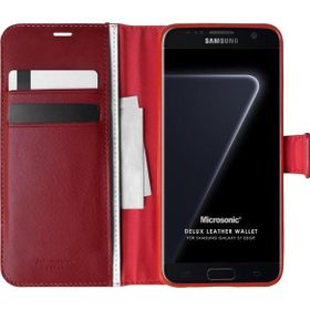Microsonic Samsung Galaxy S7 Edge Delux Leather Wallet Kırmızı Cep Telefonu Kılıfı
