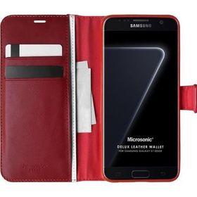 Microsonic Samsung Galaxy S7 Edge Delux Leather Wallet Kırmızı Cep Telefonu Kılıfı