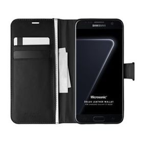 Microsonic Samsung Galaxy S7 Edge Delux Leather Wallet Siyah Cep Telefonu Kılıfı