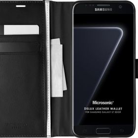 Microsonic Samsung Galaxy S7 Edge Delux Leather Wallet Siyah Cep Telefonu Kılıfı