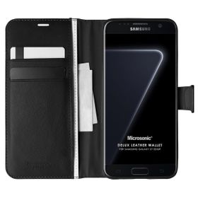 Microsonic Samsung Galaxy S7 Edge Delux Leather Wallet Siyah Cep Telefonu Kılıfı