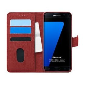 Microsonic Samsung Galaxy S7 Edge Fabric Book Wallet Kırmızı Cep Telefonu Kılıfı