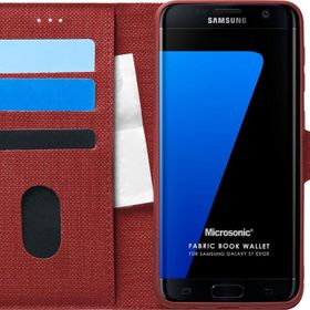 Microsonic Samsung Galaxy S7 Edge Fabric Book Wallet Kırmızı Cep Telefonu Kılıfı