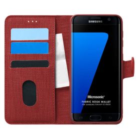 Microsonic Samsung Galaxy S7 Edge Fabric Book Wallet Kırmızı Cep Telefonu Kılıfı