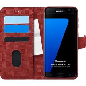 Microsonic Samsung Galaxy S7 Edge Fabric Book Wallet Kırmızı Cep Telefonu Kılıfı