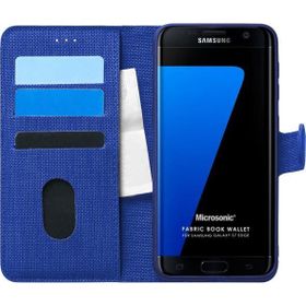 Microsonic Samsung Galaxy S7 Edge Fabric Book Wallet Lacivert Cep Telefonu Kılıfı