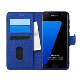 Microsonic Samsung Galaxy S7 Edge Fabric Book Wallet Lacivert Cep Telefonu Kılıfı