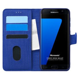 Microsonic Samsung Galaxy S7 Edge Fabric Book Wallet Lacivert Cep Telefonu Kılıfı