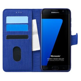 Microsonic Samsung Galaxy S7 Edge Fabric Book Wallet Lacivert Cep Telefonu Kılıfı