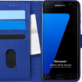 Microsonic Samsung Galaxy S7 Edge Fabric Book Wallet Lacivert Cep Telefonu Kılıfı