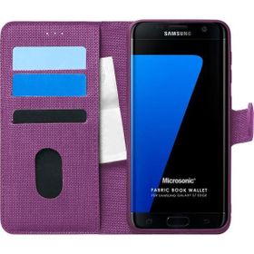 Microsonic Samsung Galaxy S7 Edge Fabric Book Wallet Mor Cep Telefonu Kılıfı