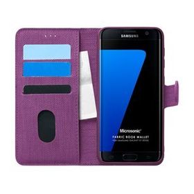 Microsonic Samsung Galaxy S7 Edge Fabric Book Wallet Mor Cep Telefonu Kılıfı