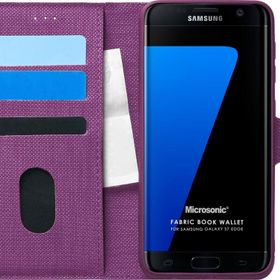 Microsonic Samsung Galaxy S7 Edge Fabric Book Wallet Mor Cep Telefonu Kılıfı