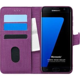 Microsonic Samsung Galaxy S7 Edge Fabric Book Wallet Mor Cep Telefonu Kılıfı
