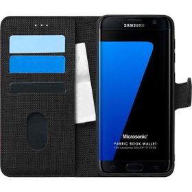 Microsonic Samsung Galaxy S7 Edge Fabric Book Wallet Siyah Cep Telefonu Kılıfı