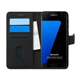 Microsonic Samsung Galaxy S7 Edge Fabric Book Wallet Siyah Cep Telefonu Kılıfı
