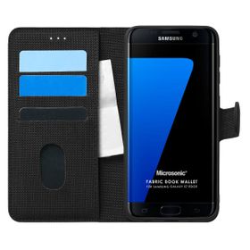 Microsonic Samsung Galaxy S7 Edge Fabric Book Wallet Siyah Cep Telefonu Kılıfı