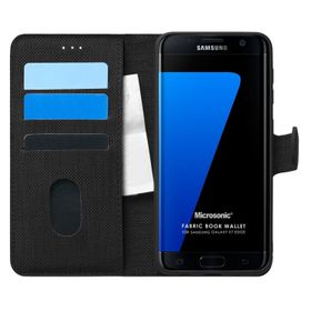 Microsonic Samsung Galaxy S7 Edge Fabric Book Wallet Siyah Cep Telefonu Kılıfı
