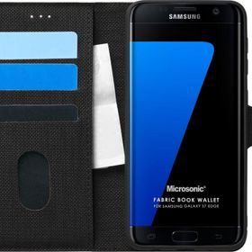 Microsonic Samsung Galaxy S7 Edge Fabric Book Wallet Siyah Cep Telefonu Kılıfı